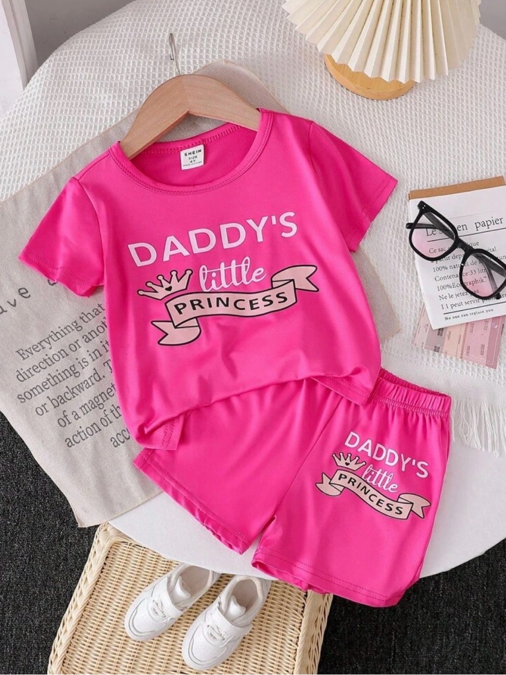 🔥5/$25🔥 New SHEIN Pink Graphic T-Shirt Short Set Size Girls 4T